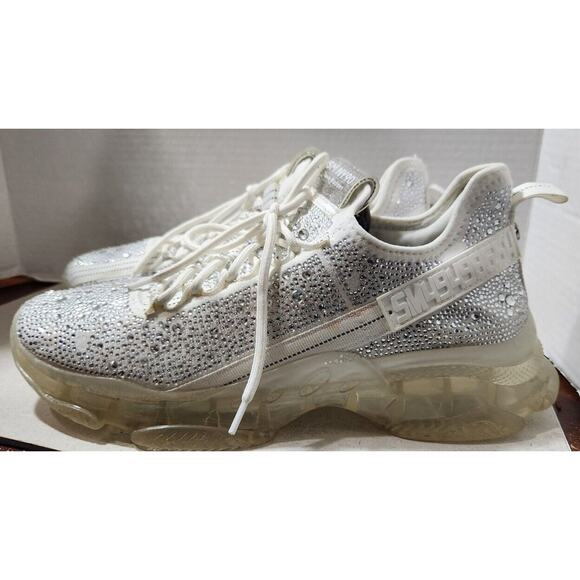 Steve Madden Womens Maxima-R White Bling Rhinestones Concert Sneaker Shoe Sz 12 - Picture 2 of 15